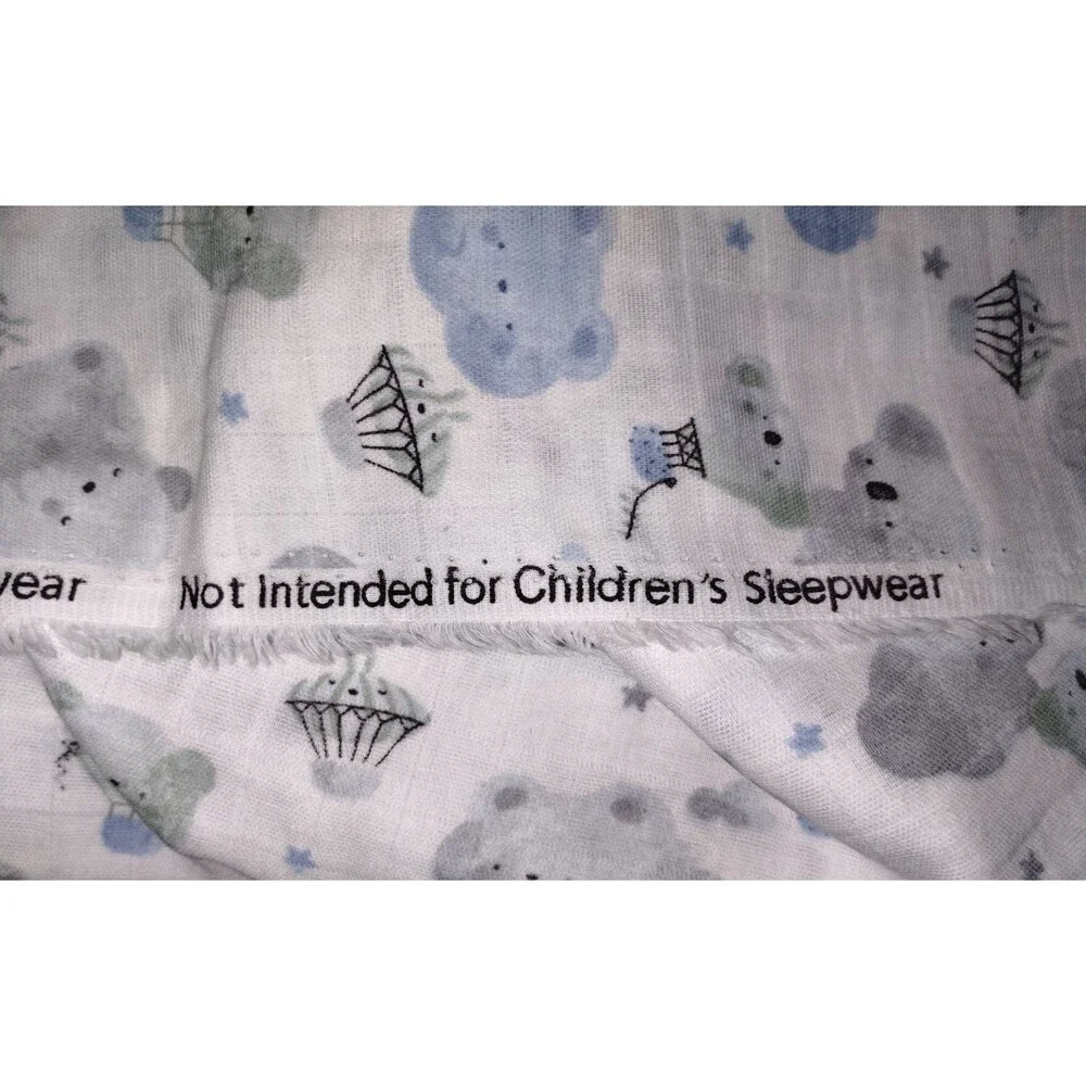 Nursery Swaddle Soft Cotton Gauze Fabric BTY - Koala Clouds Hot Air Balloons NEW